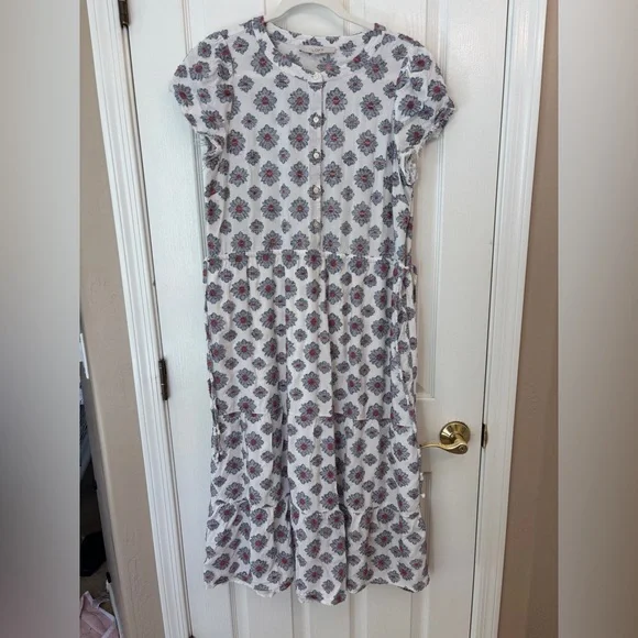 LOFT Floral White and Blue Daisy Maxi Dress Women’s Size 6 Cottagecore - Picture 5 of 12